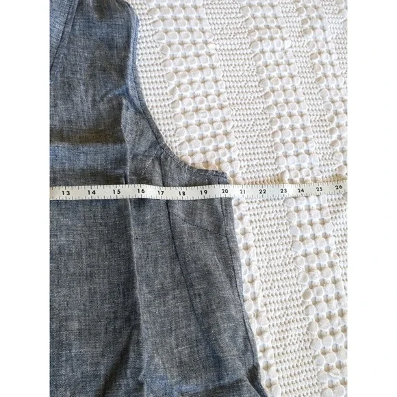NWT Garnet Hill Classic Linen Shirt Dress Size 14 Button Up Collared Sleeveless - Picture 8 of 13